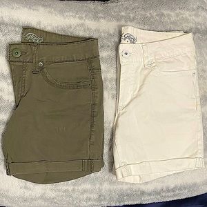(2) Stretchy High Waisted Faded Glory Shorts